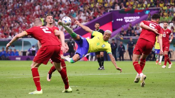 巴西2-0塞尔维亚，里沙利松梅开二度助桑巴军团迎世界杯开门红